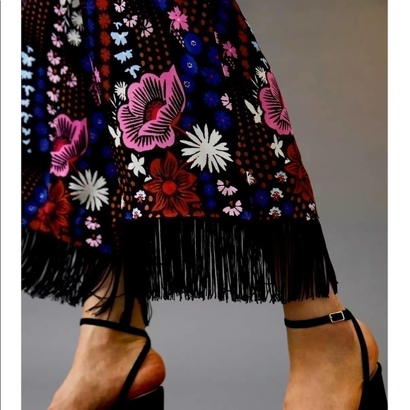 NWT - Anthropologie Maeve Satin Embellished Fringe Hem Pant - Picture 3 of 3